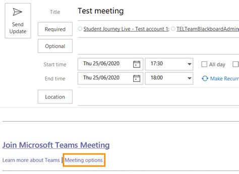 Teams Meeting Options In Outlook Blackboard Help For Staff