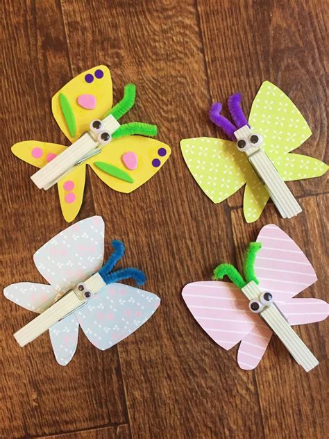 How To Make Clothes Peg Butterflies Spring Childrens Craft Alice