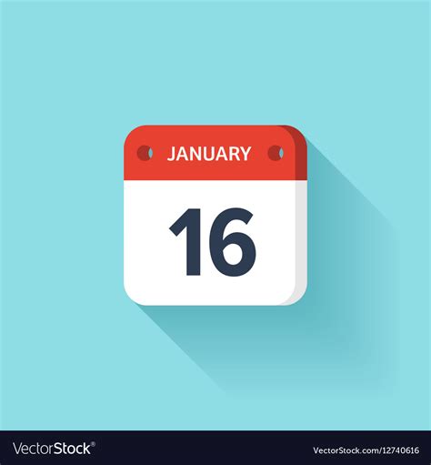 January 16 Isometric Calendar Icon With Shadow Vector Image