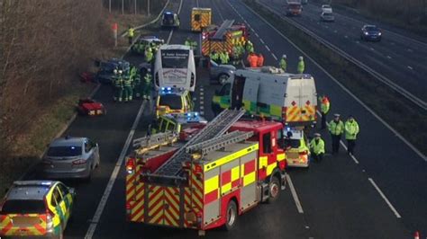 M4 Crash 28 Taken To Hospital After Collision Near Cardiff Bbc News