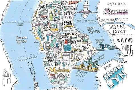 Excellent new york city neighborhood map created by graphic designer alexander cheek. City Map Illustrations for New York Magazine Holiday ...