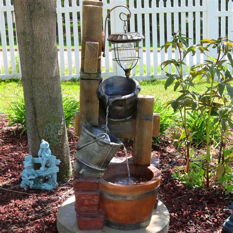 Sunnydaze Rustic Pouring Buckets Outdoor Garden Water Fountain With