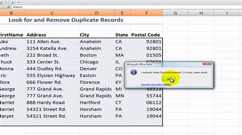 How To Find And Remove Duplicate Records In Excel 2007 Youtube