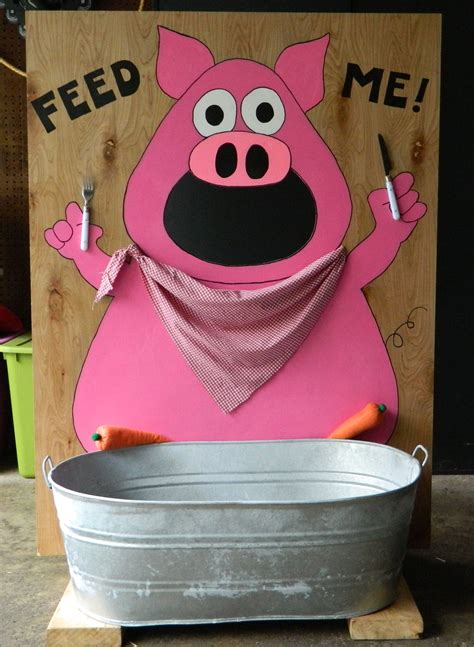 Pig Bean Bag Toss With Bean Bag Carrots To Toss Through Mouth And Metal