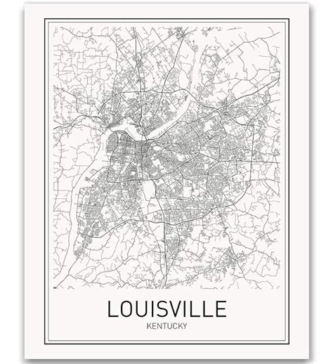 Louisville Poster Map Of Louisville Map City Map Posters