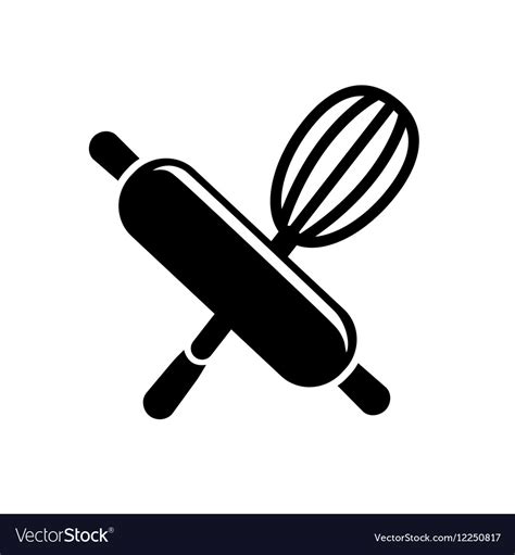 Rolling Pin With Whisk Icon Royalty Free Vector Image