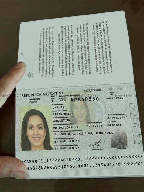 Argentina Passport Template Psd [fake Editable Id Document] 2023