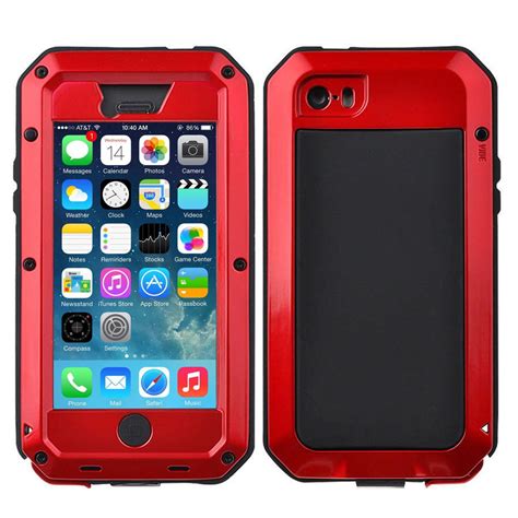 Gorilla Glass Aluminum Alloy Case Heavy Duty Red For Apple Iphone 8