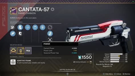 Cantata 57 God Roll Guide For Destiny 2 Pvp And Pve
