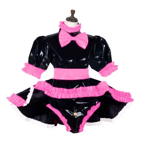 French Maid Sissy Lockable Pvc Dress Cosplay Costume Tailor Made 6850