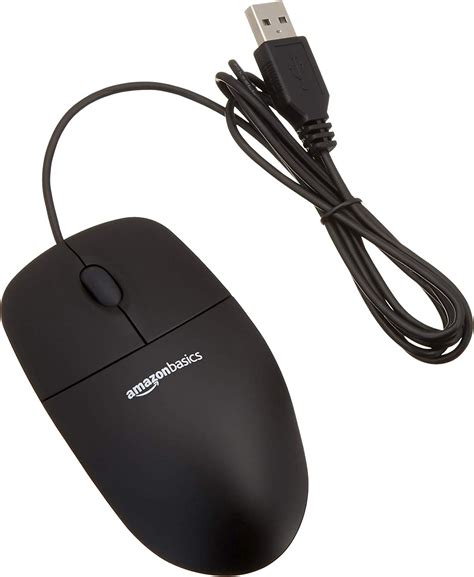 Amazon Basics 3 Button Wired Usb Computer Mouse Black