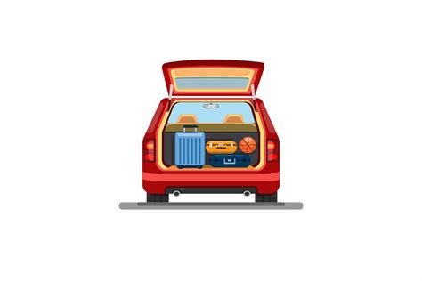 Suitcase Luggage On Trunk Car Vector Graphic By Aryohadi · Creative