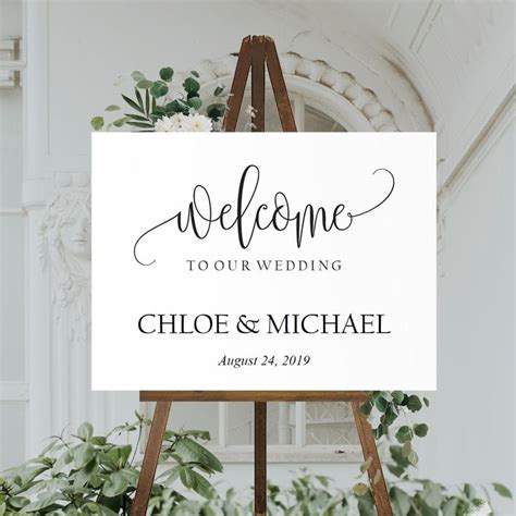 Welcome Wedding Sign Simple Calligraphy Printable Template Etsy