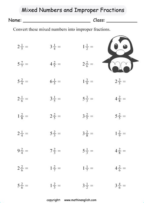 Mixed Numbers Into Fractions Worksheet
