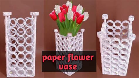 How To Make Paper Flower Vase Diy Simple Paper Craft Diy Flower Vase