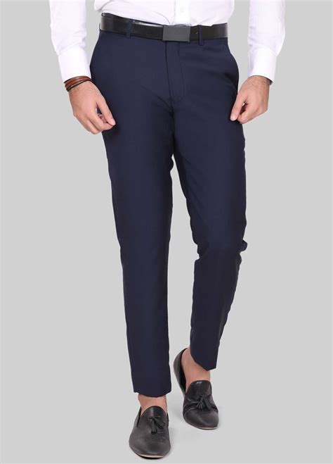 Buy Edenrobe Cotton Formal Pants For Men Navy Blue Edm18fp 15128