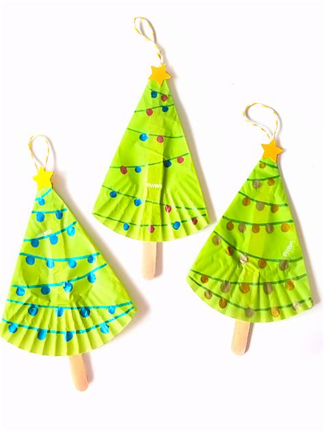 Cupcake Liner Christmas Tree Ornament Craft Our Kid Things