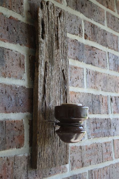 Reclaimed Barn Wood Recycled Candle Sconces With Vintage Insulator I