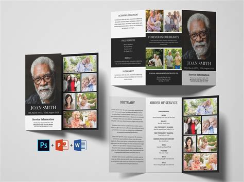 Trifold Funeral Program Template | Funeral Program Template Word and