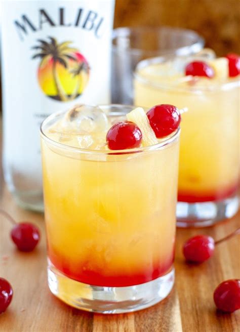Malibu Sunset Rum Drinks Recipes Fruity Summer Drinks Fun Fruity Drinks