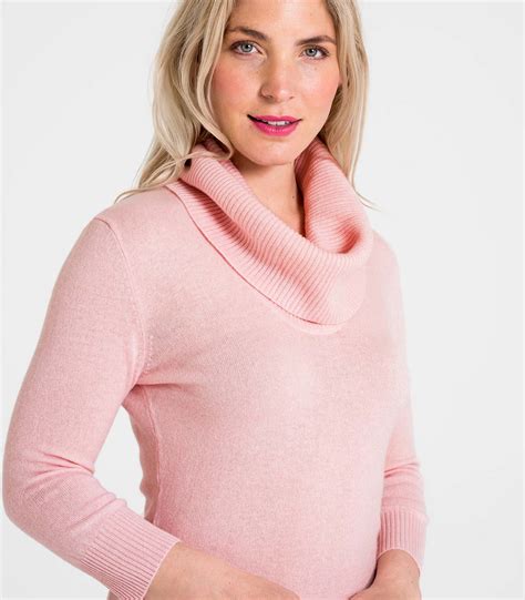 Pale Pink Womens Cashmere Merino Cowl Neck Jumper Woolovers Uk