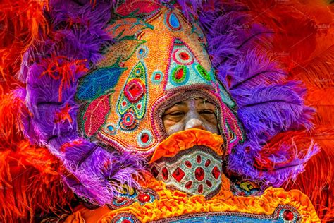 Bright Plumage Mardi Gras Indians People Images ~ Creative Market