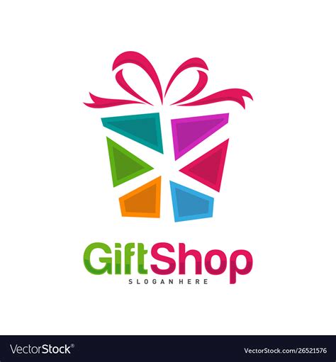 Gift Shop Logo Design Concept Template Colorful Vector Image