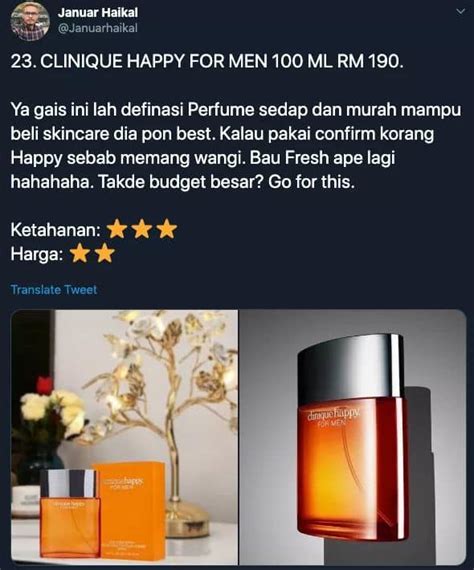 Minyak wangi ini terdapat juga dalam versi lelaki no.1 dan harganya juga yang paling mahal di dunia untuk lelaki juga dengan harga $2,350 per 2 auns. Senarai 30 Jenama Perfume Bau Paling Wangi, Tahan Lama ...