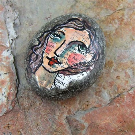 Face Rock What A Cool Idea To Decoupage A Rock With A Painted