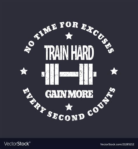 Train Hard Round Emblem Gym T Shirt Print Vector Image