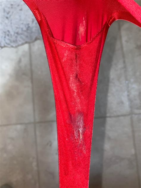 Todays Red Thong Is Already Destroyed From Rubbing So Close To My Wet
