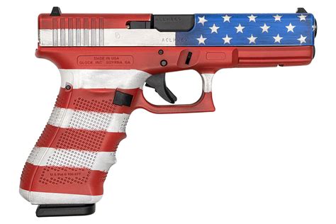 Glock 17 Gen4 9mm 17 Round Pistol With American Flag Cerakote Made In