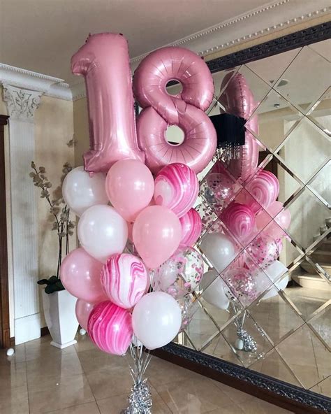 Pink Balloon Bouquet Party Happy 18th Birthday Decorations Pink Numbers Decor Happy 18th