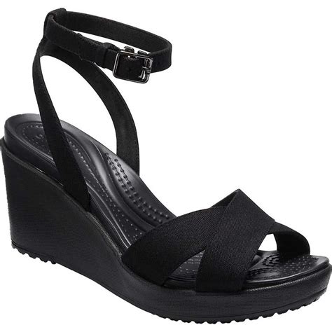 Crocs Womens Crocs Leigh Ii Ankle Strap Wedge Blackblack 7 M