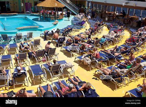 Cruise Ship Outdoor Swimming Pool Sun Deck And Swimming Pool