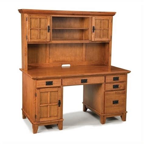 This single pedestal desk with hutch takes inspiration from the scandinavian design movement that emerged in the early 20th century. Bowery Hill Computer Desk with Hutch in Cottage Oak - BH ...