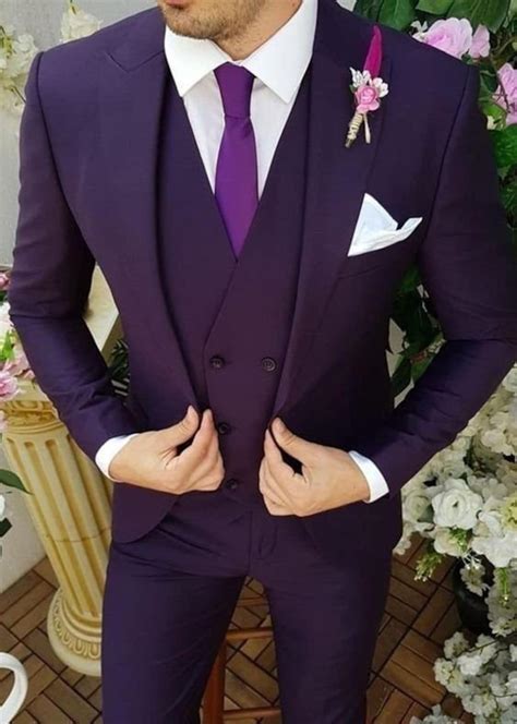 Men 3 Piece Suit Purple Wedding Suit Groom Wear Suits Wedding Etsy Singapore
