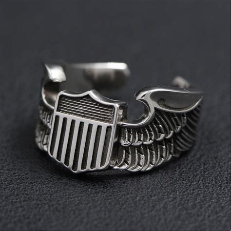 Wwii Us Army Air Force Pilot Eagle Wings Sterling Silver Jewelry Ring