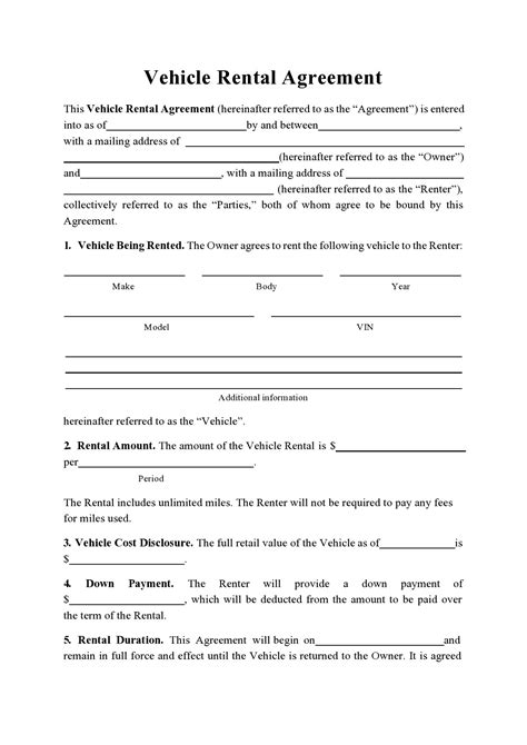 Free Vehicle Rental Agreement Template Of Car Lease Agreement Samples Hot Sex Picture