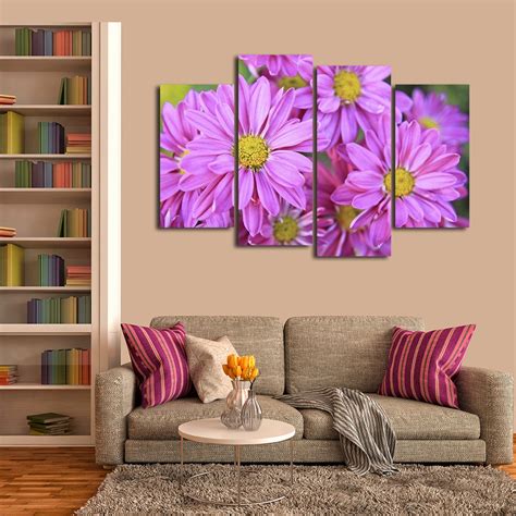 Flower Pictures Wall Art 3 Panel Flower Painting Print On Canvas
