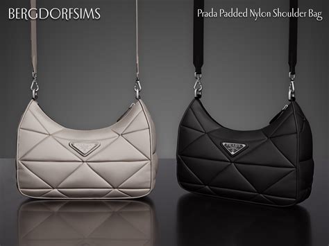 Prada Padded Nylon Shoulder Bag By Bergdorfverse For Sims 4 Maxis The