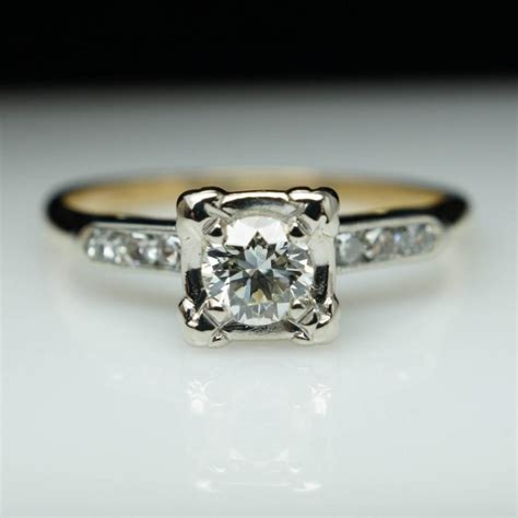 Vintage 44 Ctw Diamond Art Deco Engagement Ring Illusion Set 14k