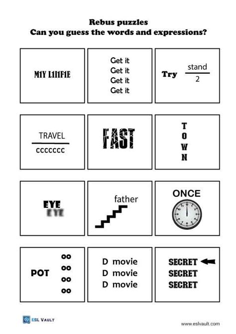 Use These Free Printable Rebus Puzzles In Higher Level Classes To Get Students Thinking