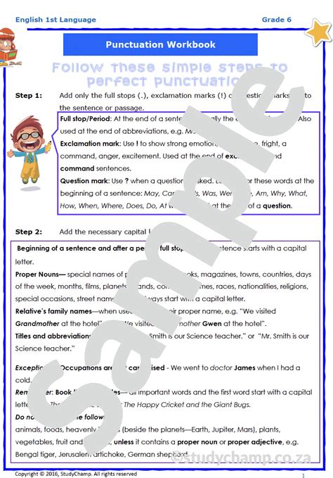 Grade 6 English Worksheet Punctuation