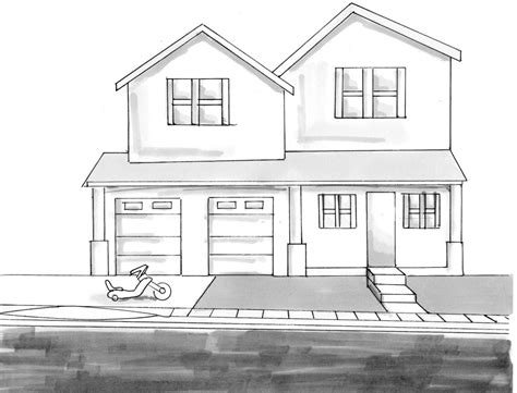 Simple Home Pencil Drawing