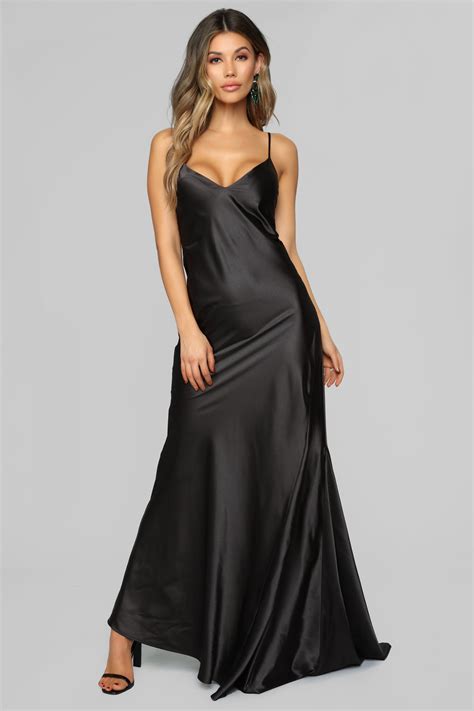 Figure Hugging Satin Maxi Dress Black Black Maxi Dress Maxi Dress Slip Dress
