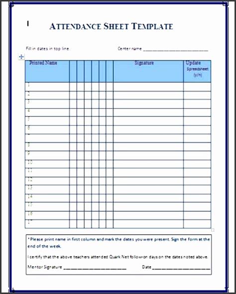 department attendance sheet template sampletemplatess