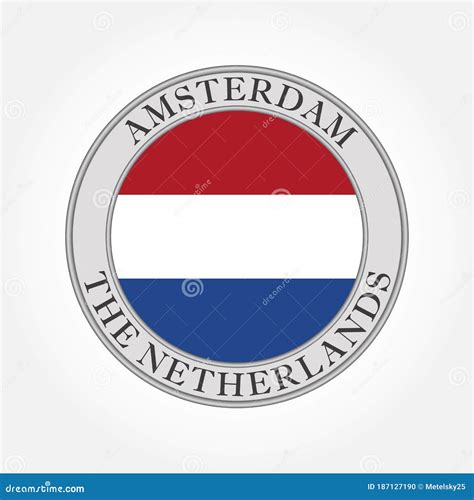 the netherlands or holland flag round badge or button dutch symbol amsterdam circle icon stock