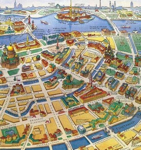 You can find out the location of the most interesting and useful places in st. Map of St. Petersburg, #Russia, beautiful colors, clear ...
