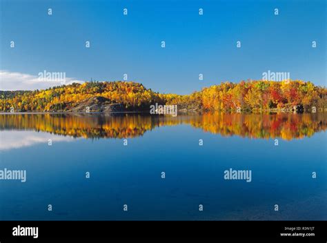 Canada Ontario Naughton Autumn Colors On Simon Lake Stock Photo Alamy